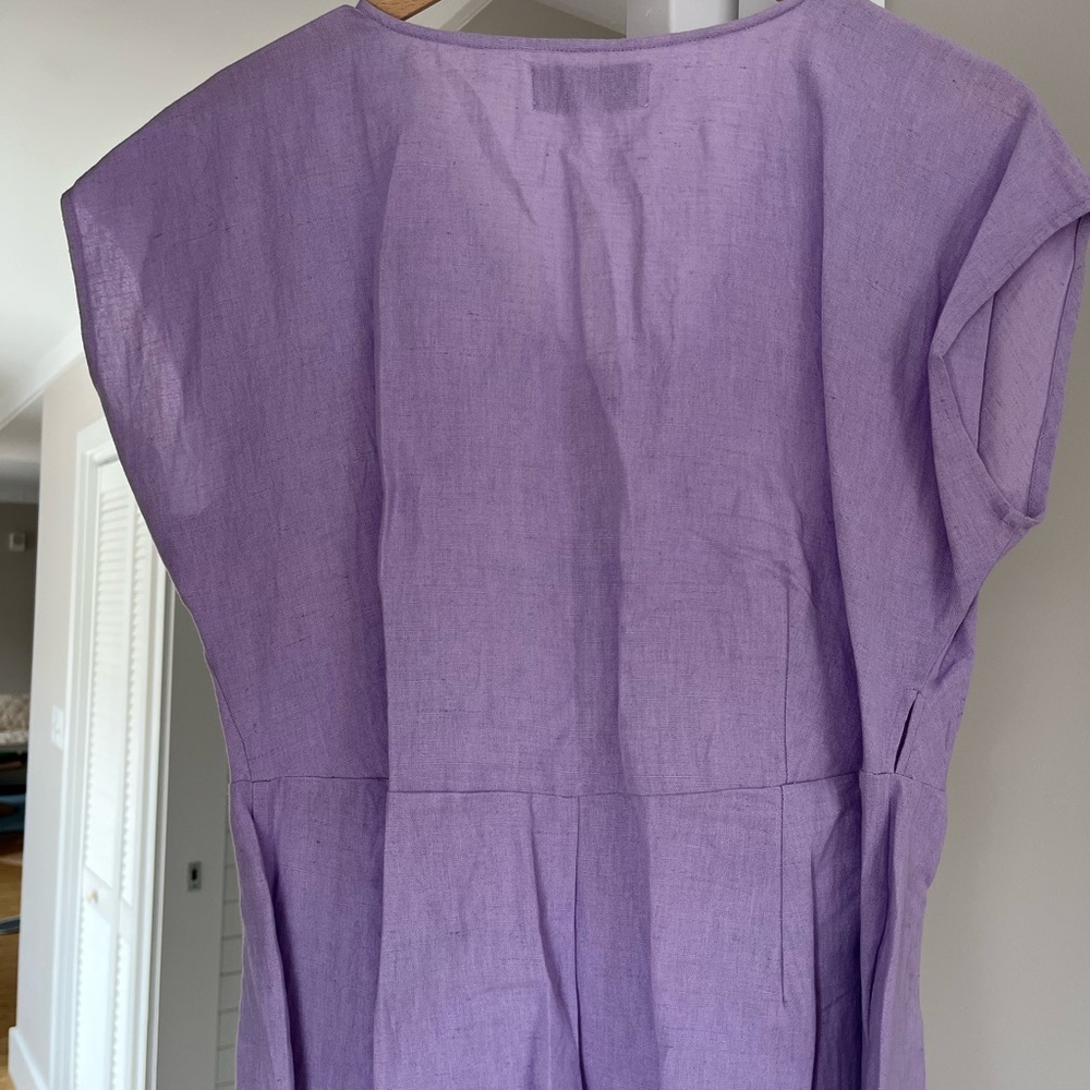 Lilac V-Neck Waist Tie Jumpsuit - Picture 9 of 11